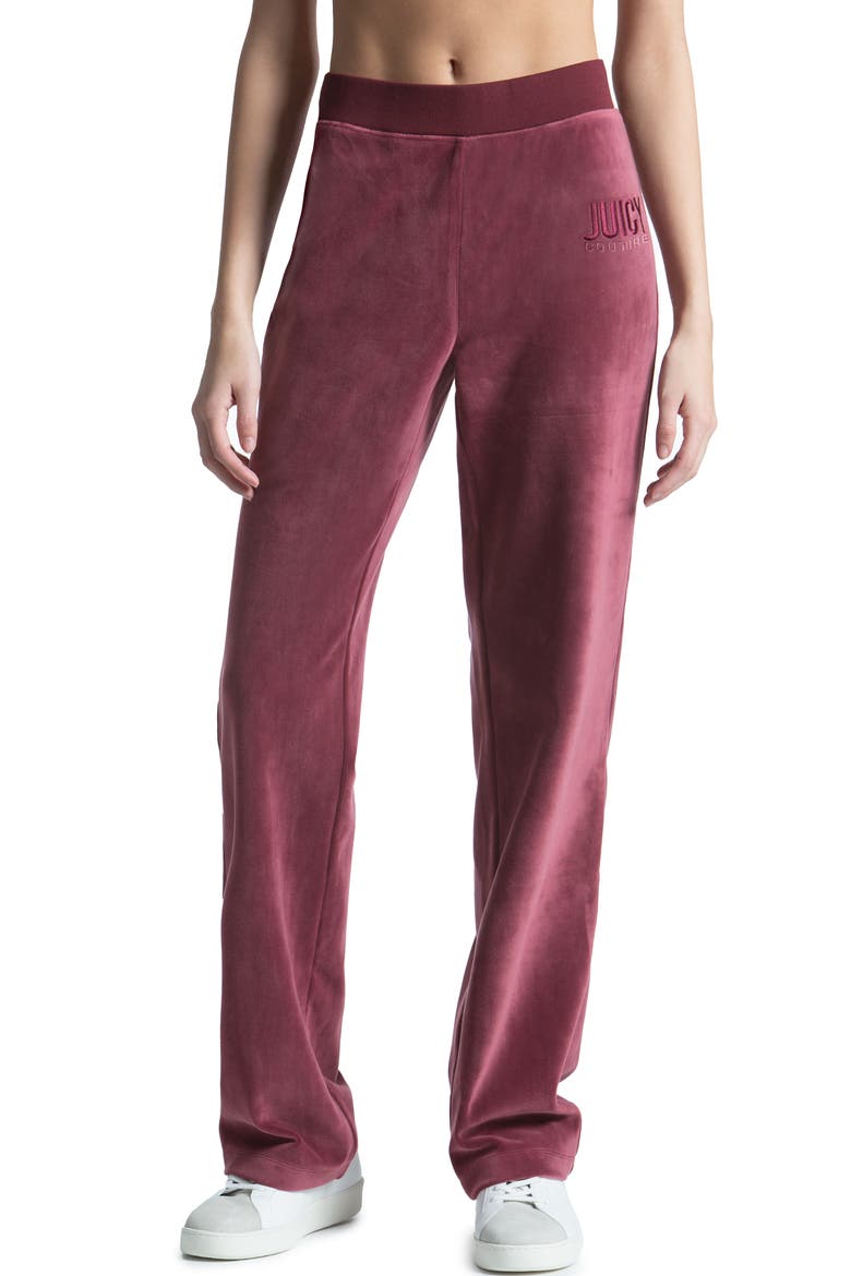 Classic Logo Velour Track Pants, Main, color, WINE