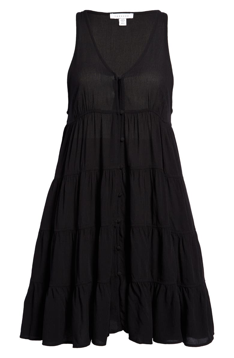 Topshop Crinkle Button A-Line Dress, Main, color, 