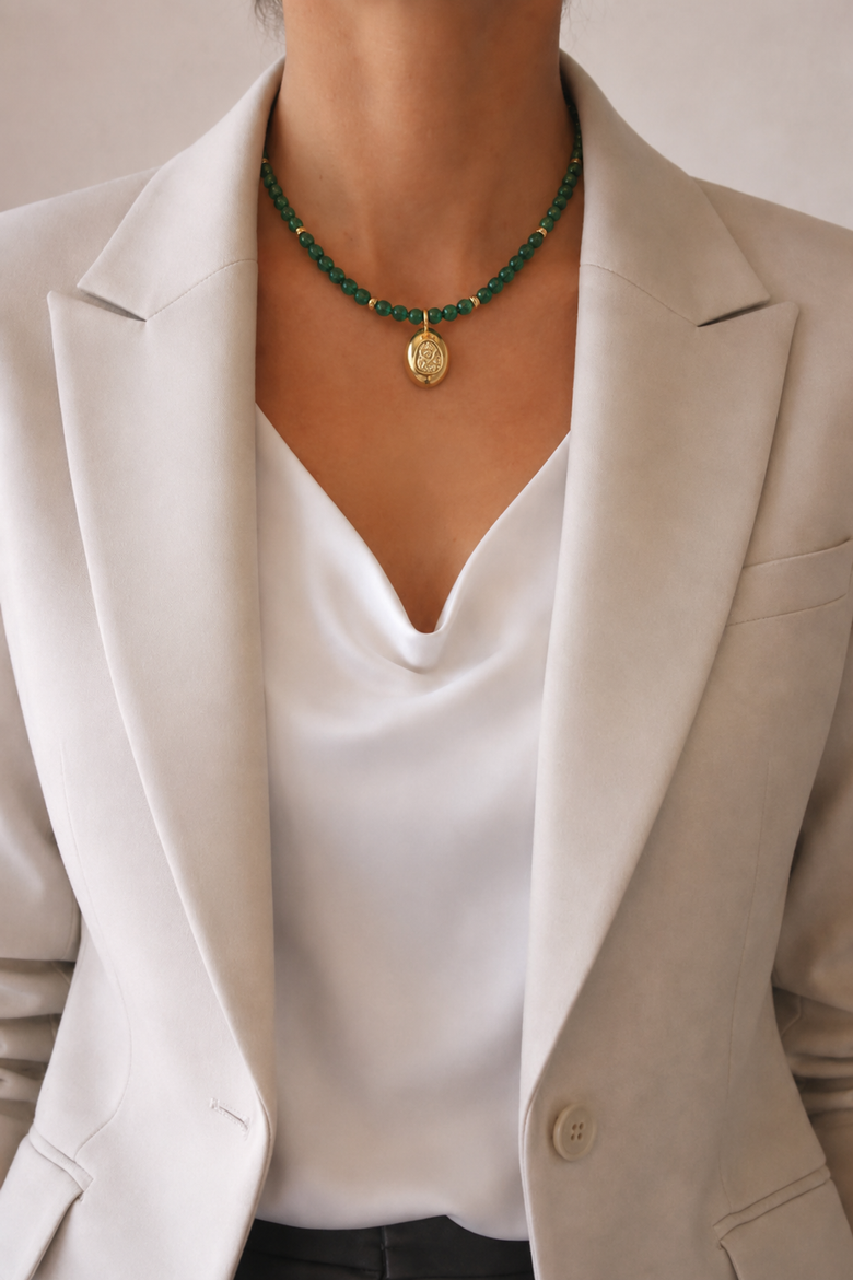 Hope Beaded Necklace, Alternate, color, Green
