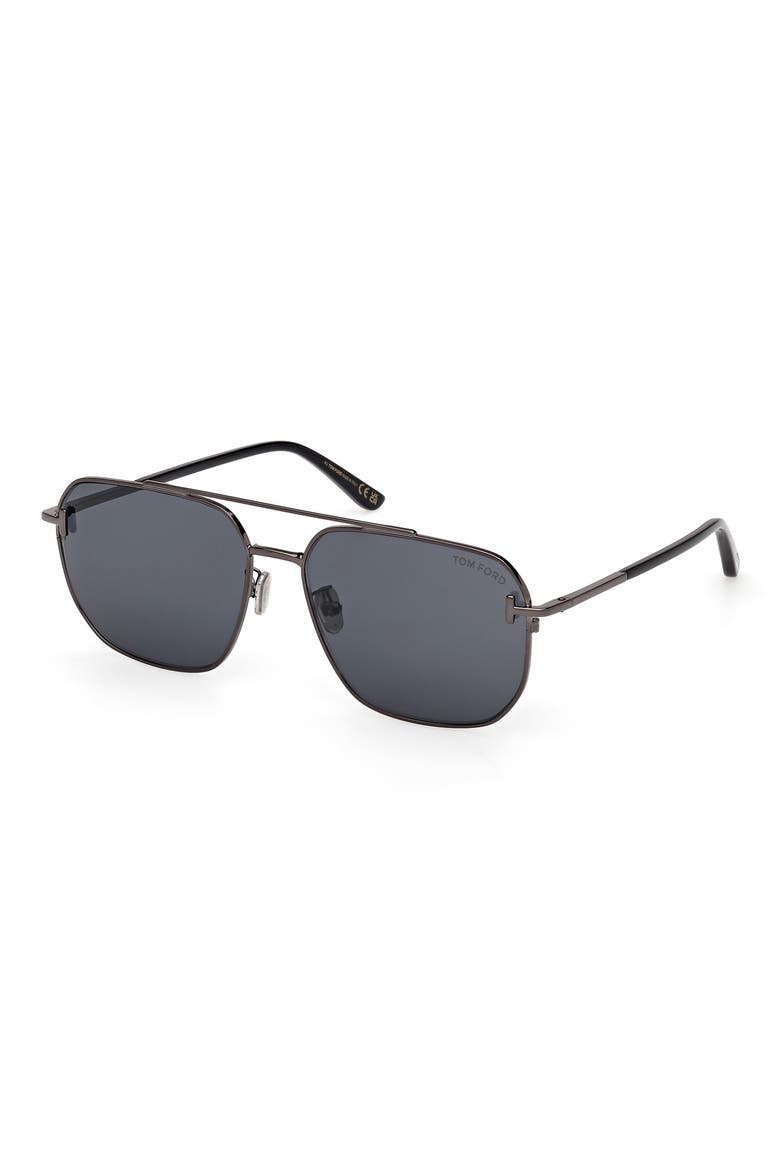61mm Navigator Sunglasses, Alternate, color, GUNMENTAL BLACK / SMOKE