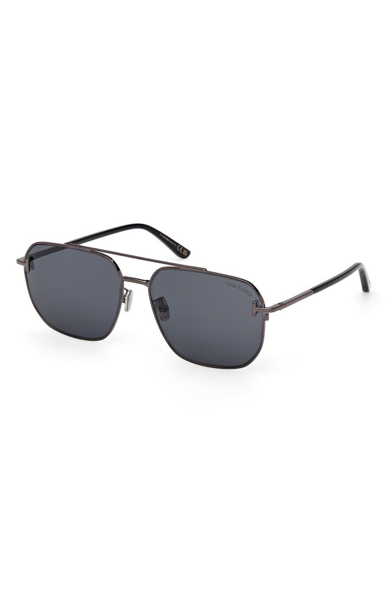 TOM FORD 61mm Navigator Sunglasses, Alternate, color, Gunmental Black / Smoke