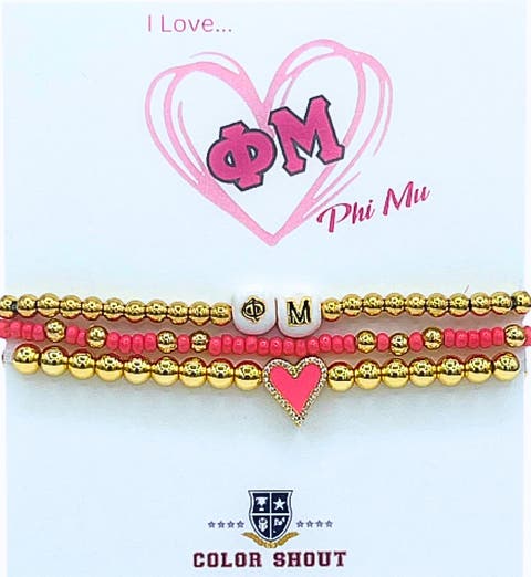 Phi Mu Love My Sorority Bracelet Stack
