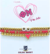 Color Shout Phi Mu Love My Sorority Bracelet Stack