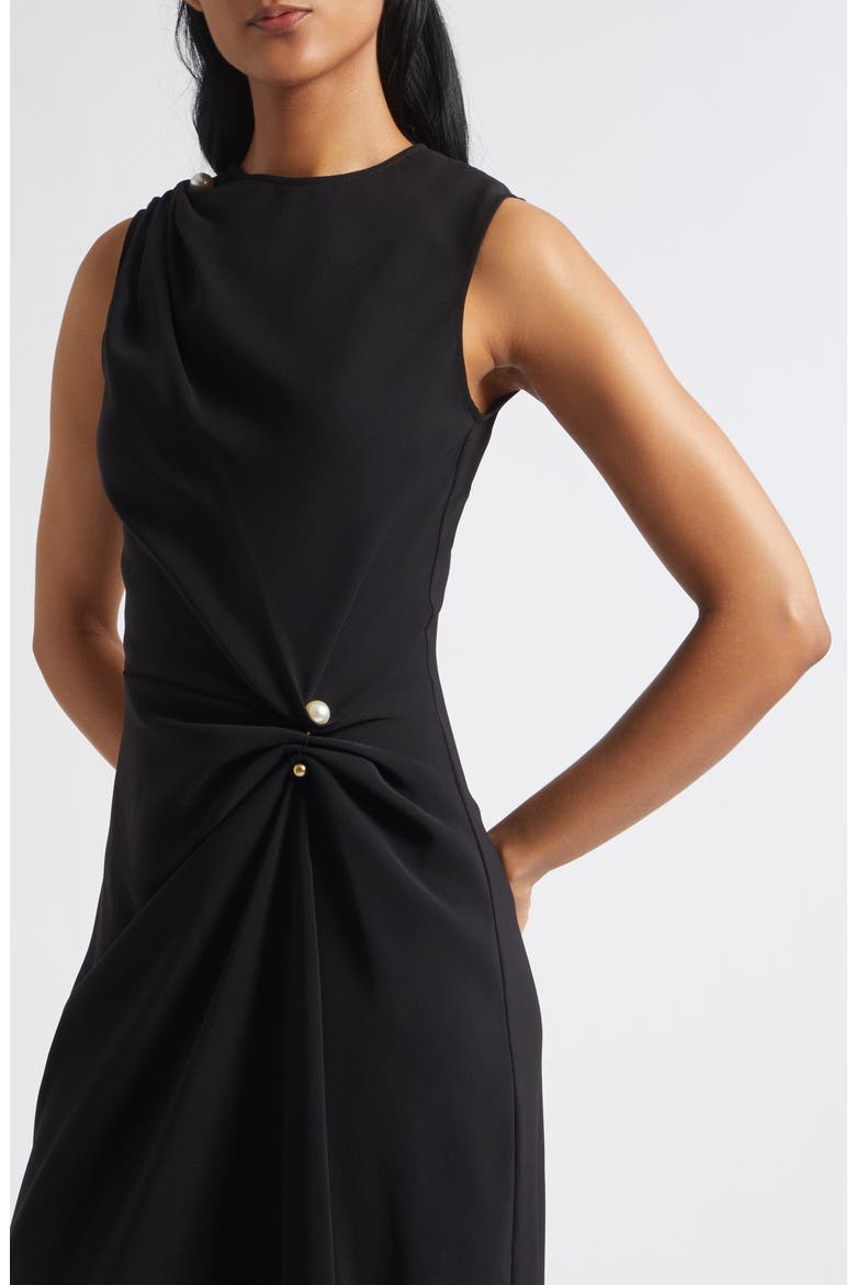 Freja Sleeveless Twist Midi Dress, Alternate, color, BLACK
