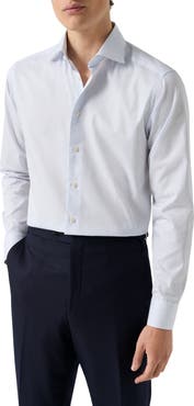 Eton Contemporary Fit Pinstripe Cotton Twill Dress Shirt