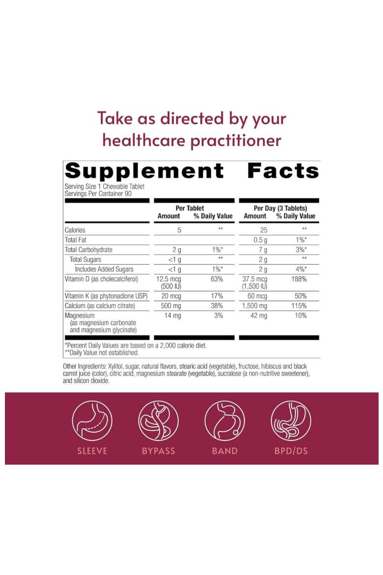 Calcium Citrate Chewable High-Potency Bone Support Supplement, Alternate, color, None