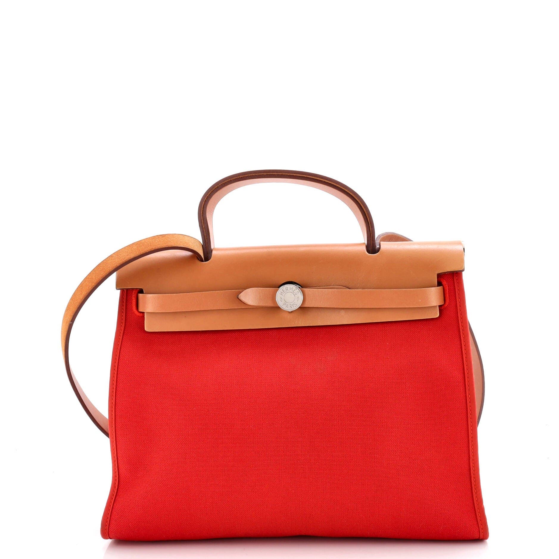 Pre-Owned Hermes Herbag Zip Leather and Toile 31, Main, color, 