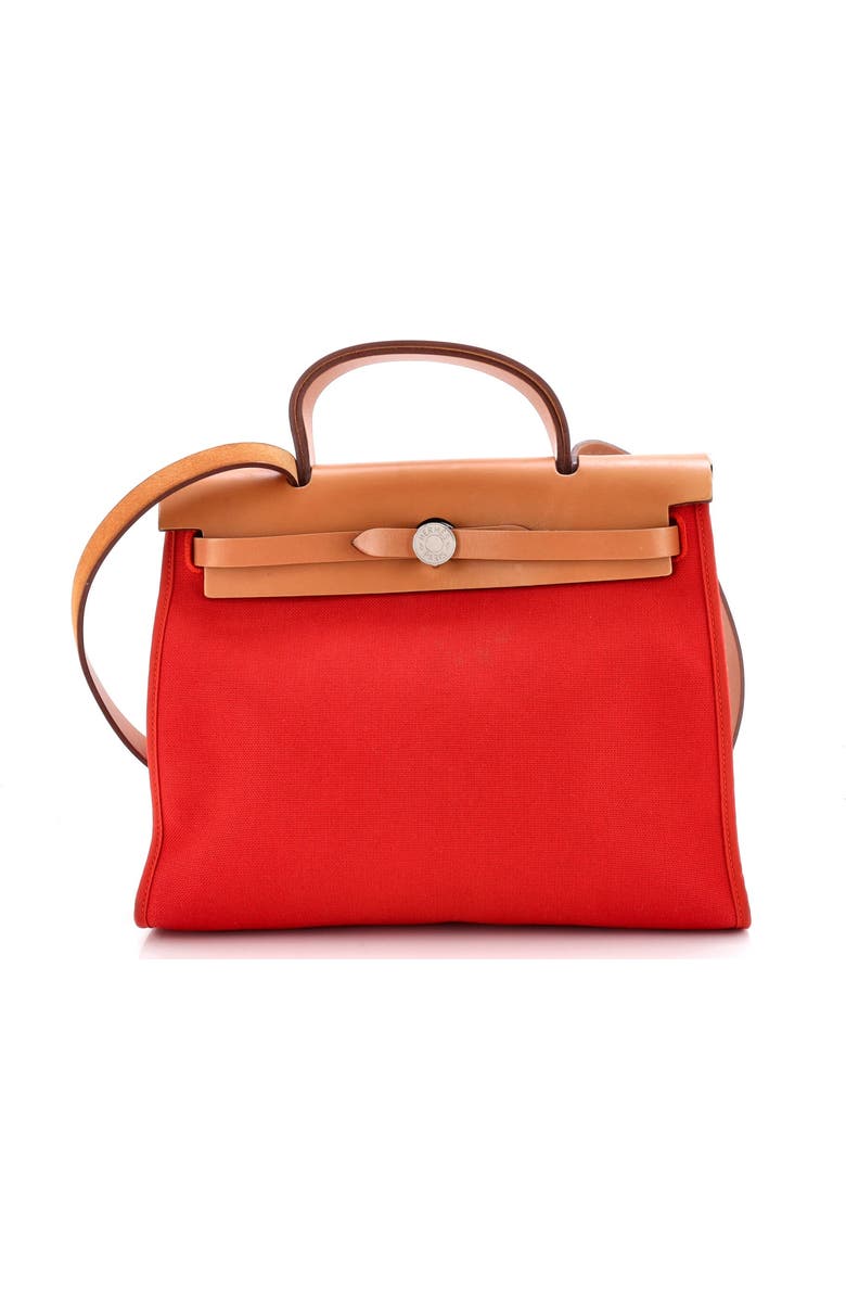 Pre-Owned Hermes Herbag Zip Leather and Toile 31, Main, color, Rouge Tomate