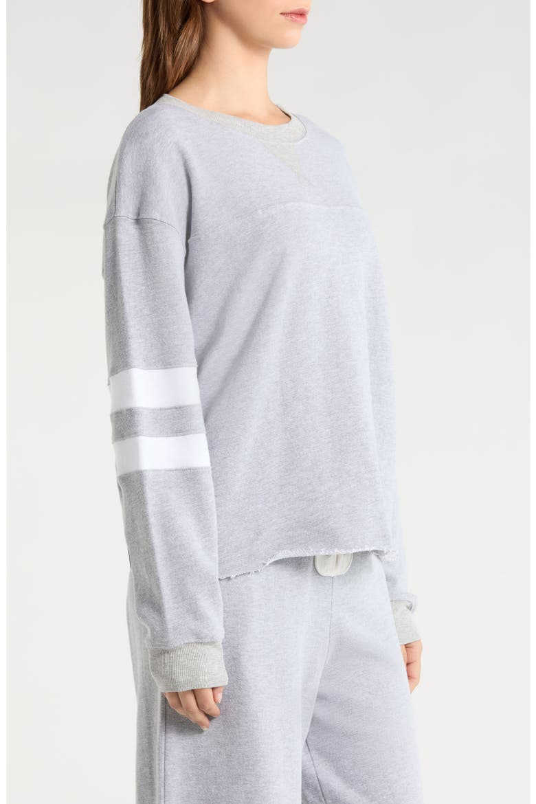 Cotton Varsity Sweatshirt, Alternate, color, HEATHER GREY WH