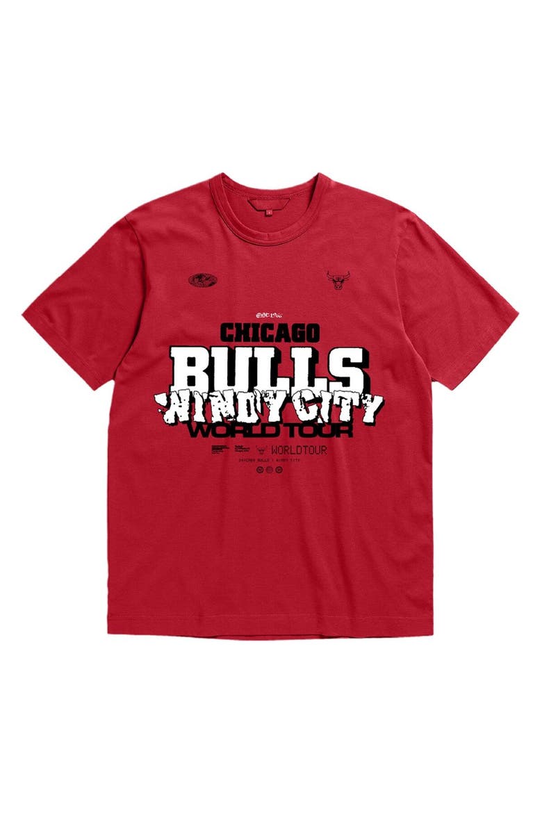 Unisex Bleacher Report x Mitchell & Ness Red Chicago Bulls World Tour T-Shirt, Alternate, color, Red