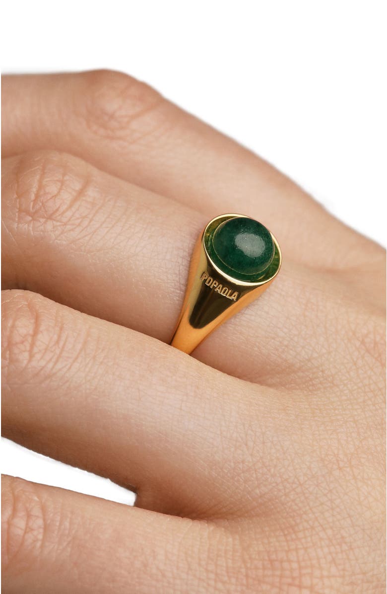 PDPAOLA Aventurine Moon Ring, Alternate, color, Green Aventurine