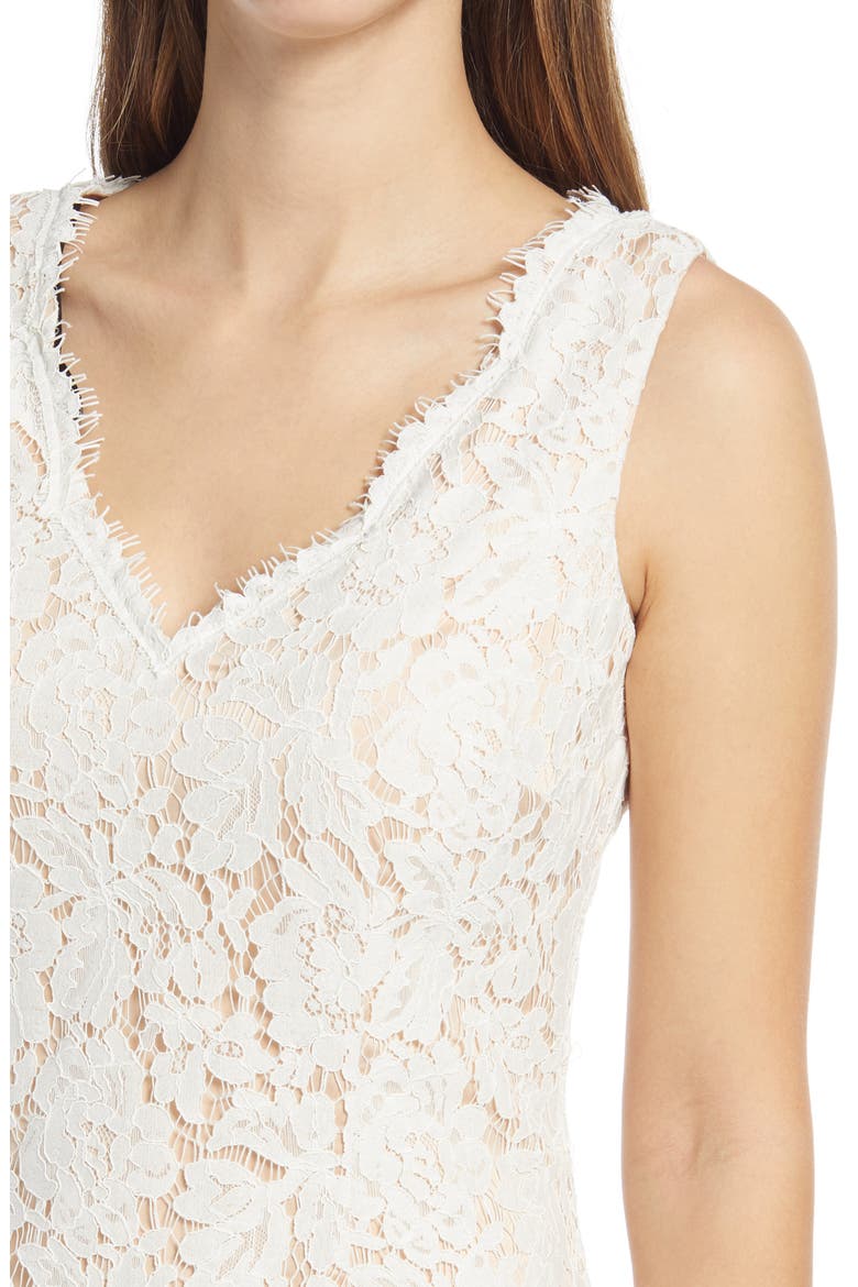 Scallop Hem Lace Sheath Cocktail Dress, Alternate, color, IVORY