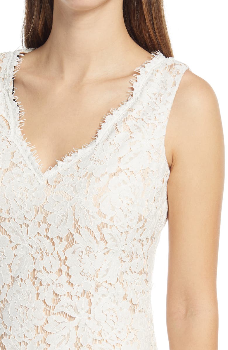 Vince Camuto Scallop Hem Lace Sheath Cocktail Dress, Alternate, color, 