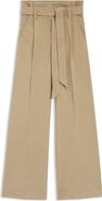 BOSS Orange Telia Stretch Cotton Tie Waist Wide Leg Pants
