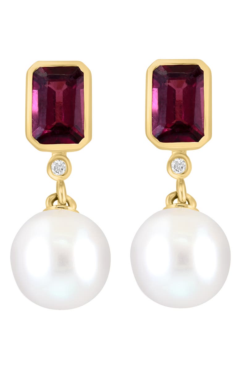 EFFY Gemstone & 7-8mm Freshwater Pearl Drop Earrings, Alternate, color, Red