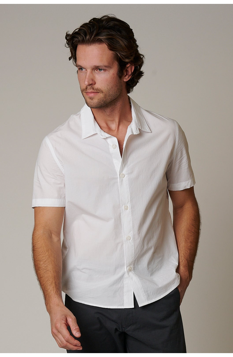 LEISURE LAB Short Sleeve Cotton Button Up, Alternate, color, White