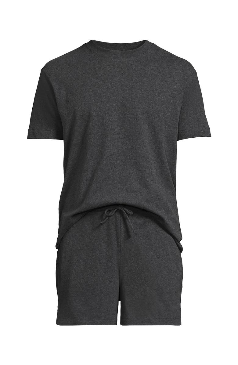 Lands' End Short Sleeve Knit Jersey Short Sleep Set, Alternate, color, Dark Charcoal Heather