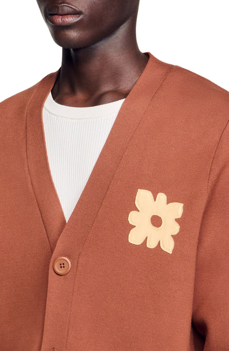 SANDRO Cardigan with flower detail, Alternate, color, 