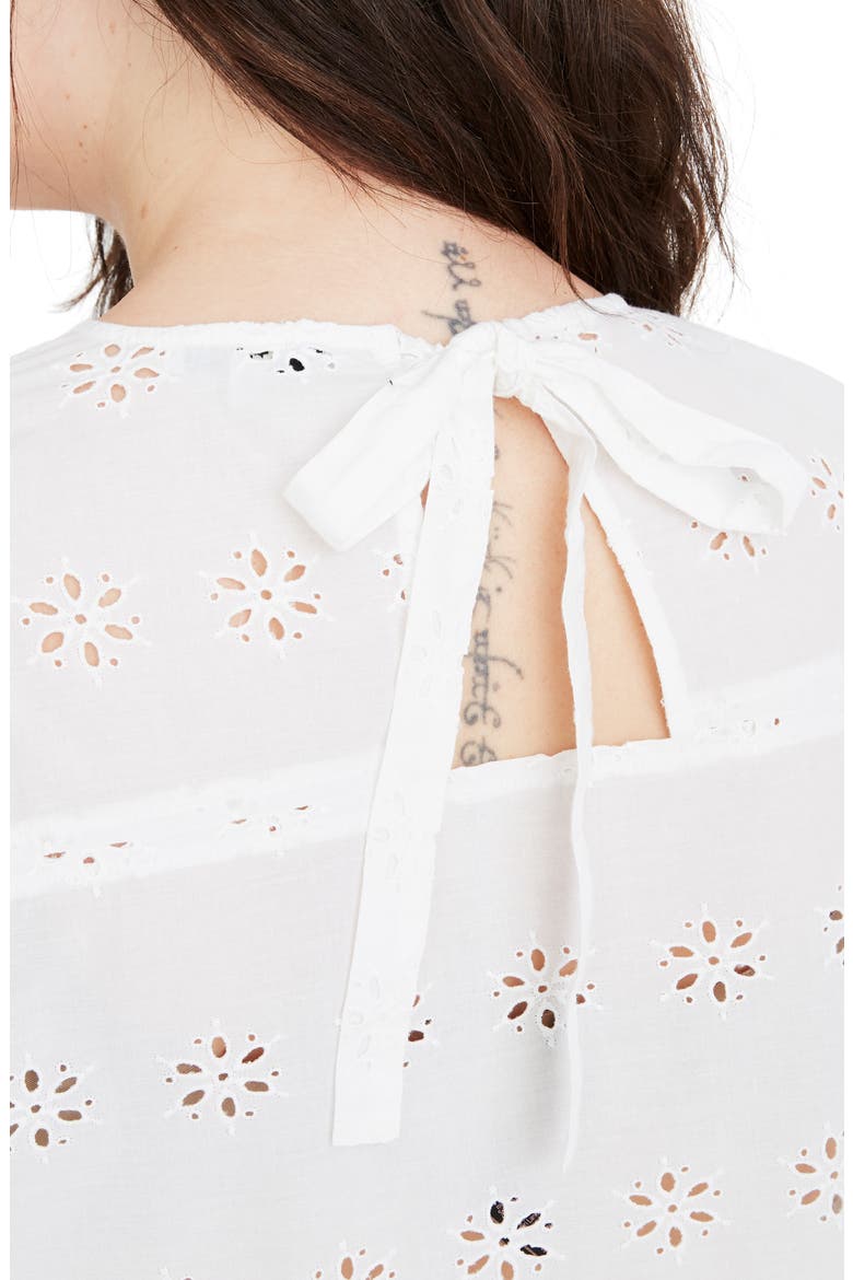 Eyelet Keyhole Peplum Top, Alternate, color, EYELET WHITE