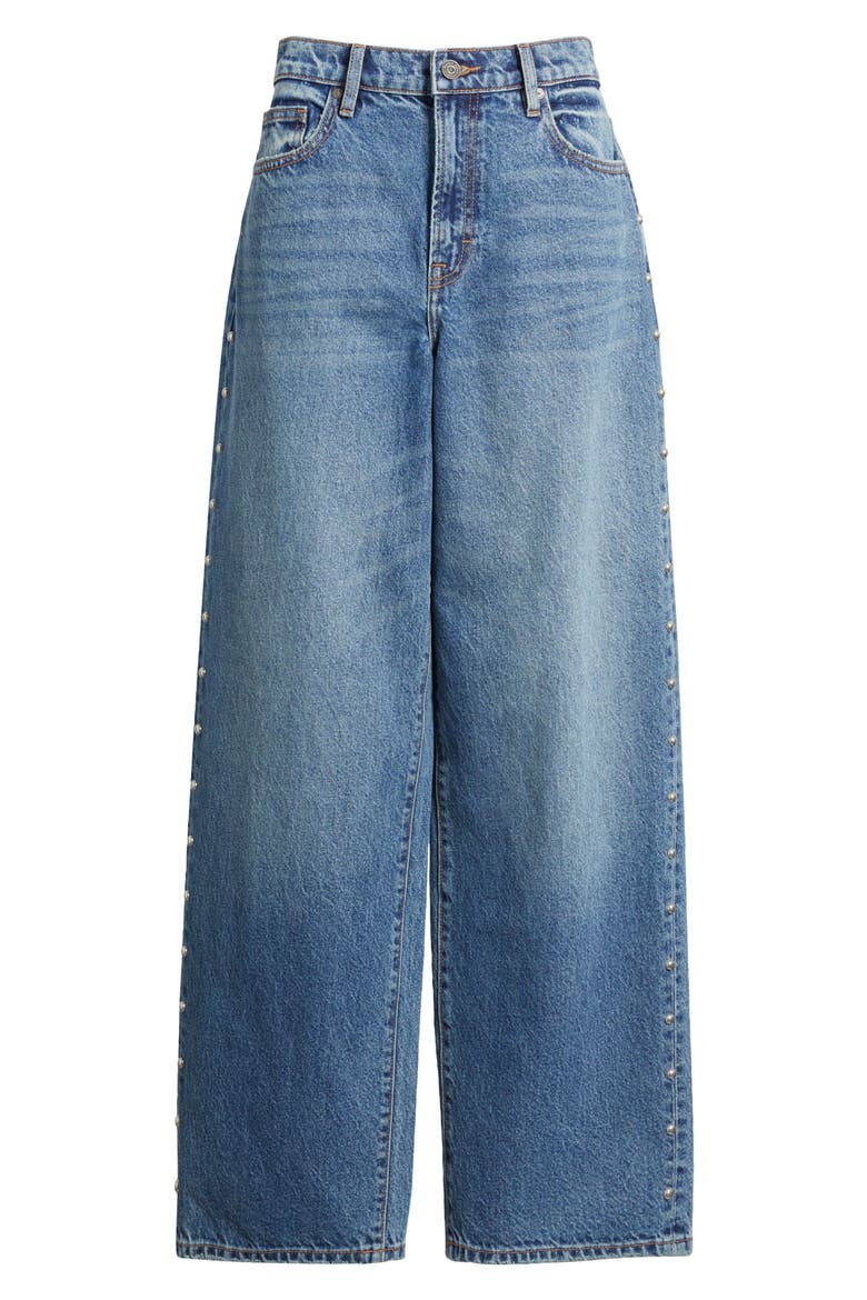 Side Stud Baggy Jeans, Alternate, color, DK.WASH