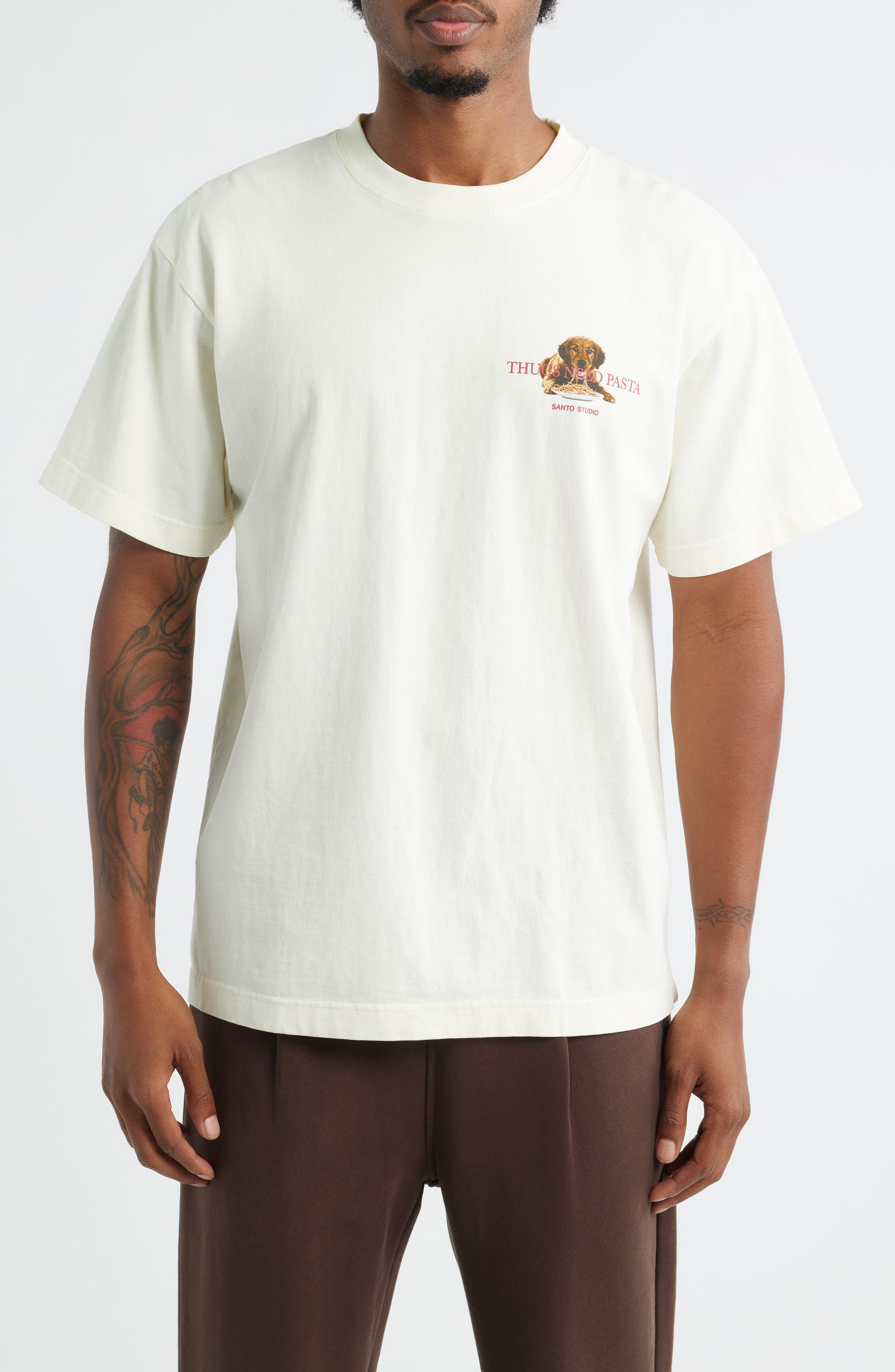 SANTO STUDIO Thugs Need Pasta Graphic T-Shirt