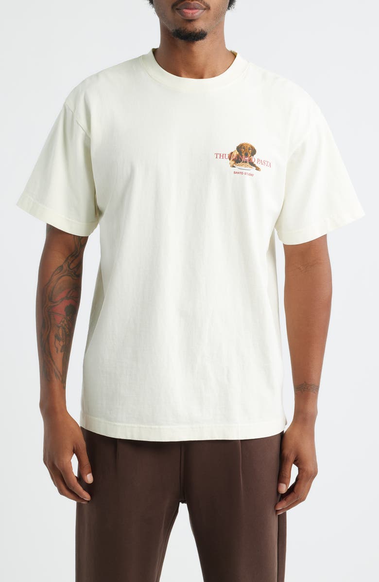 SANTO STUDIO Thugs Need Pasta Graphic T-Shirt, Main, color, Cream