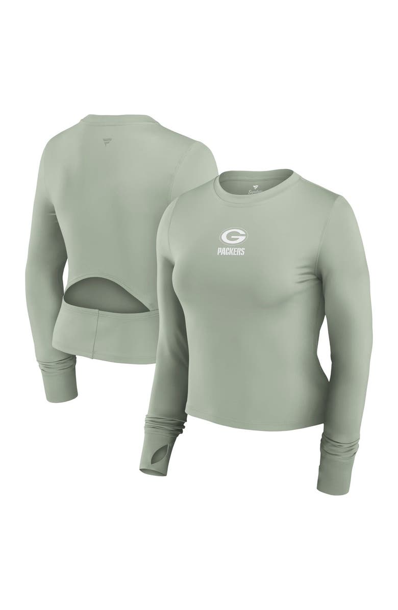 FANATICS Women's Fanatics Green Green Bay Packers Studio Fitted Long Sleeve Gym Top, Main, color, Green