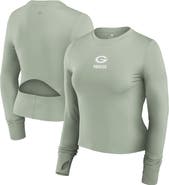FANATICS Women's Fanatics Green Green Bay Packers Studio Fitted Long Sleeve Gym Top