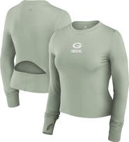 FANATICS Women's Fanatics Green Green Bay Packers Studio Fitted Long Sleeve Gym Top