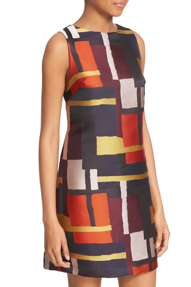 'Clyde' Print Sleeveless A-Line Dress, Alternate, color, PAINTED GRID
