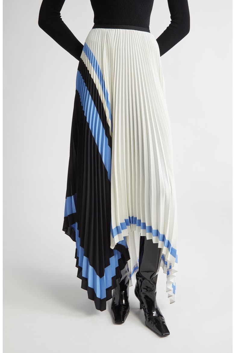Emilia Abstract Print Pleated Asymmetric Skirt, Main, color, WHITE MULTI