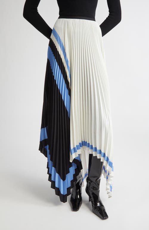 Proenza Schouler Emilia Abstract Print Pleated Asymmetric Skirt In White