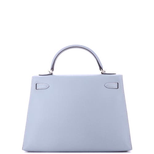 Pre-owned Hermes Hermes Kelly Handbag Blue Epsom With Palladium Hardware 32