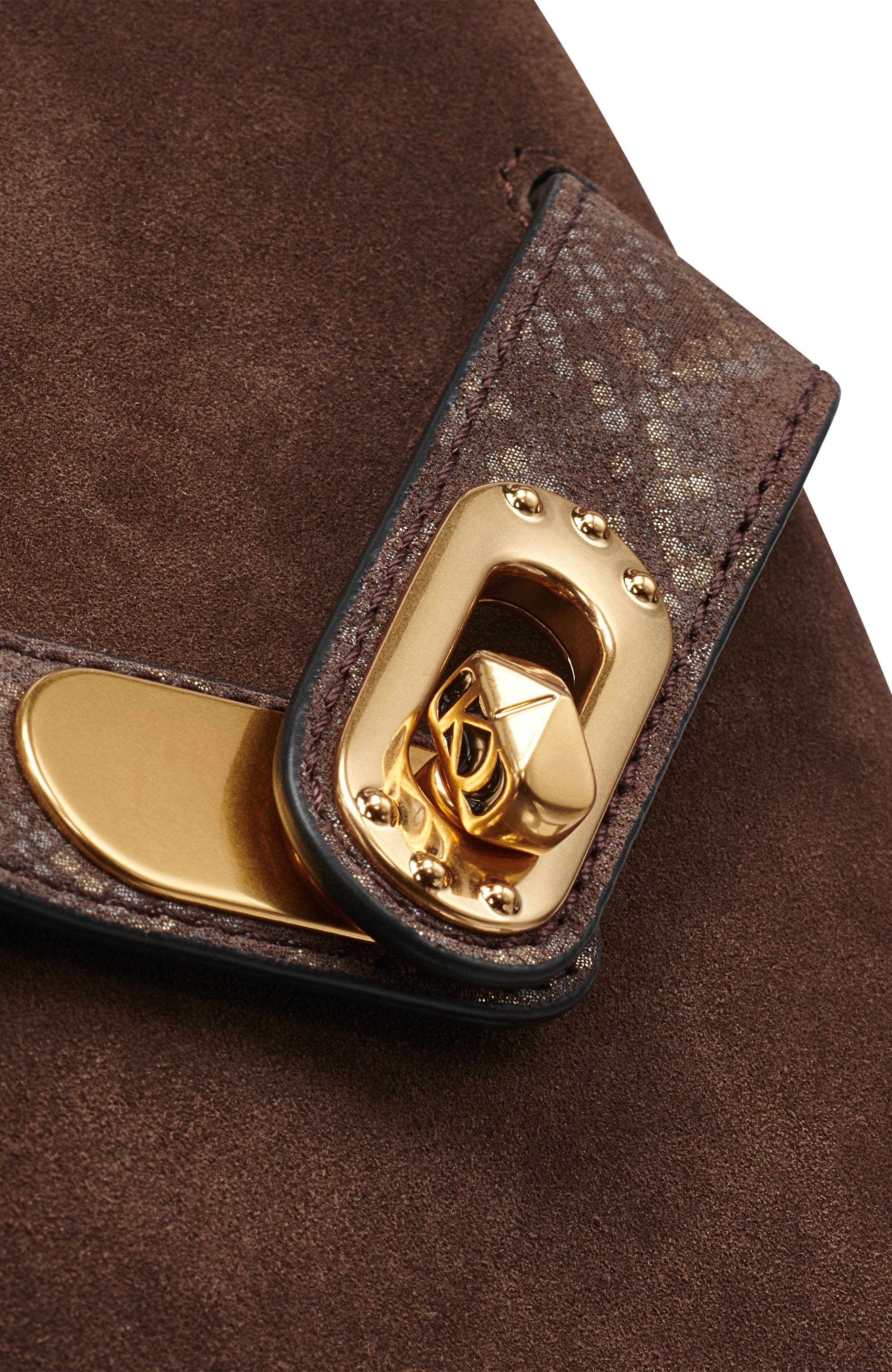 Donna Karan New York Bridgehampton Python Suede Small Crossbody, Alternate, color, Brown Multi