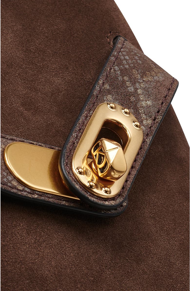 Donna Karan New York Bridgehampton Python Suede Small Crossbody, Alternate, color, Brown Multi