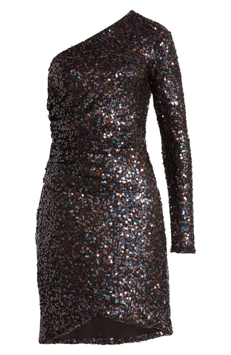 SHO by Tadashi Shoji Sequin One-Shoulder Cocktail Dress, Alternate, color, 