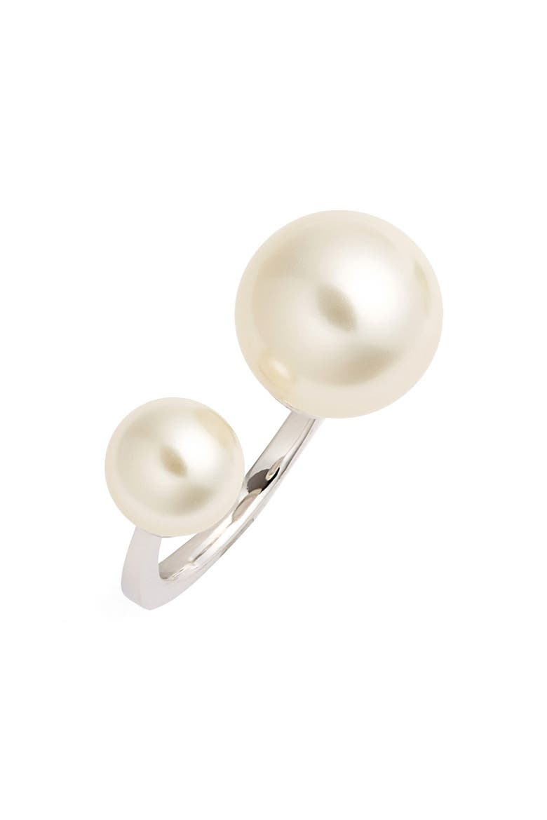 'Rio De Janiero' Faux Pearl Ring, Main, color, SILVER/ CREAM