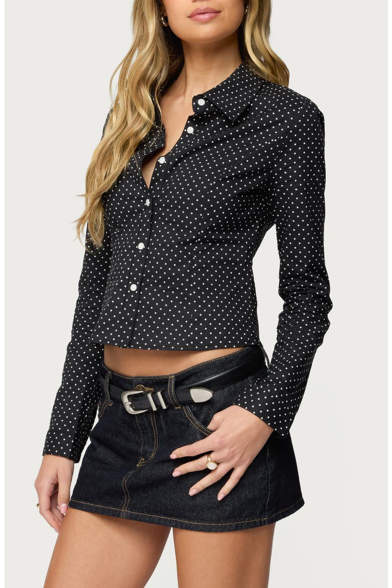 Ilia Polka Dot Button-Up Shirt, Alternate, color, BLACK-AND-WHITE