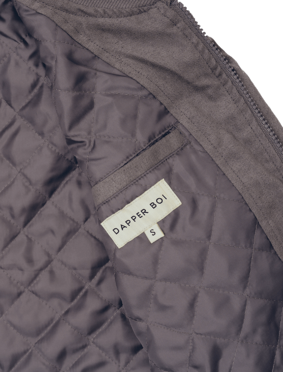 Light Grey Microfiber Suede Bomber Jacket - image 2
