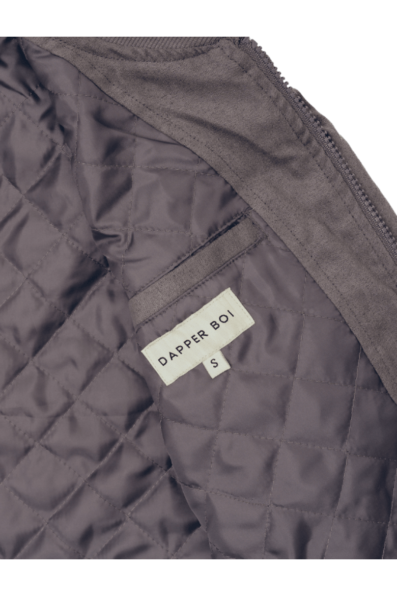 Light Grey Microfiber Suede Bomber Jacket, Alternate, color, Light Grey