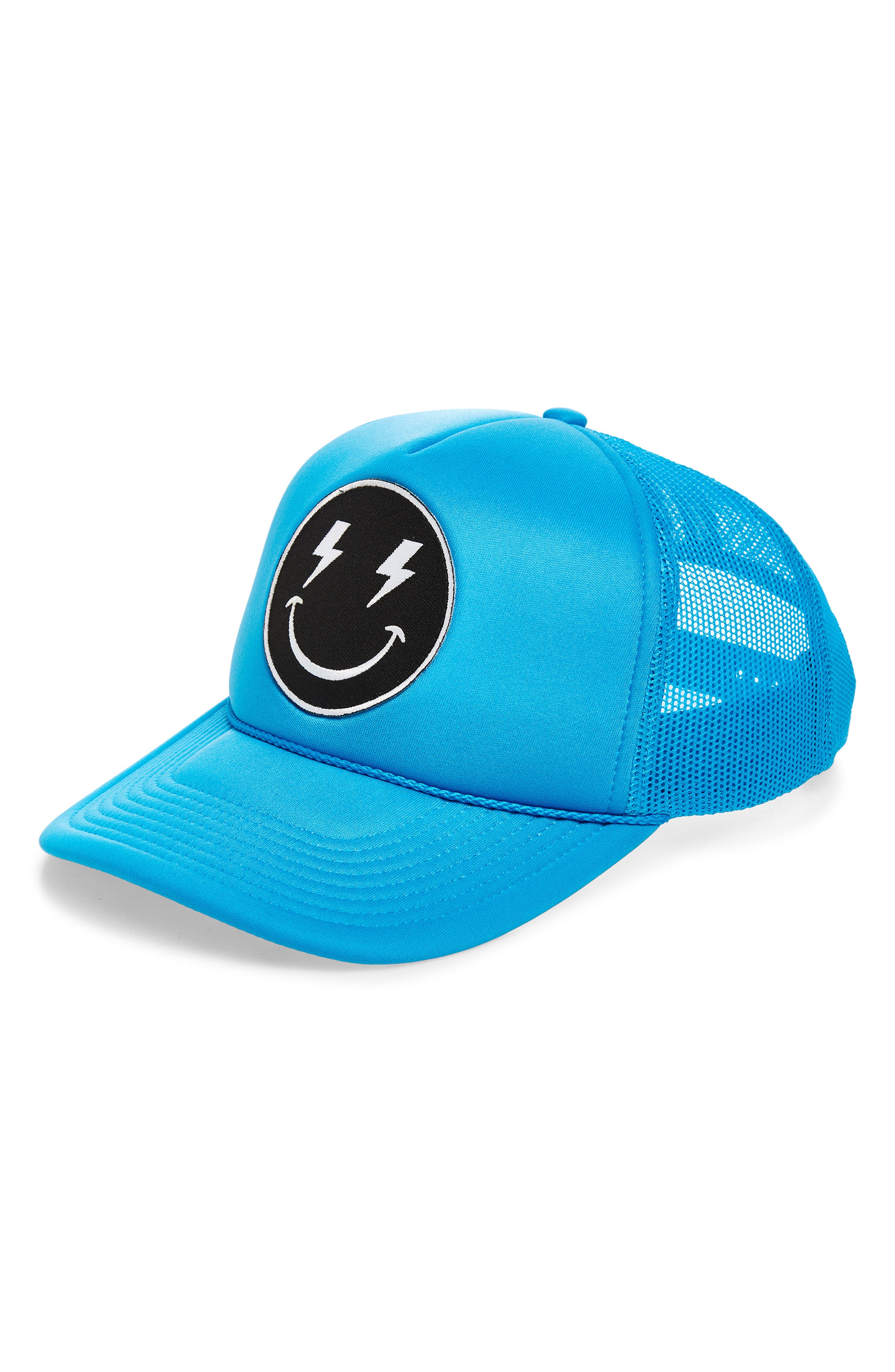 Local Beach Bolt Smiley Face Trucker Hat In Blue