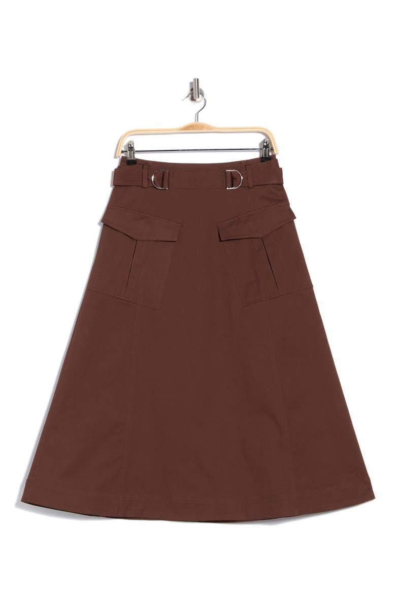 Philomena Stretch Cotton Utility Skirt, Alternate, color, COFFEE