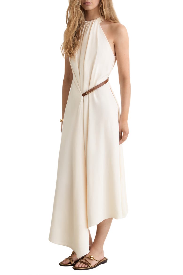 Evie Halter Neck Midi Dress, Main, color, IVORY