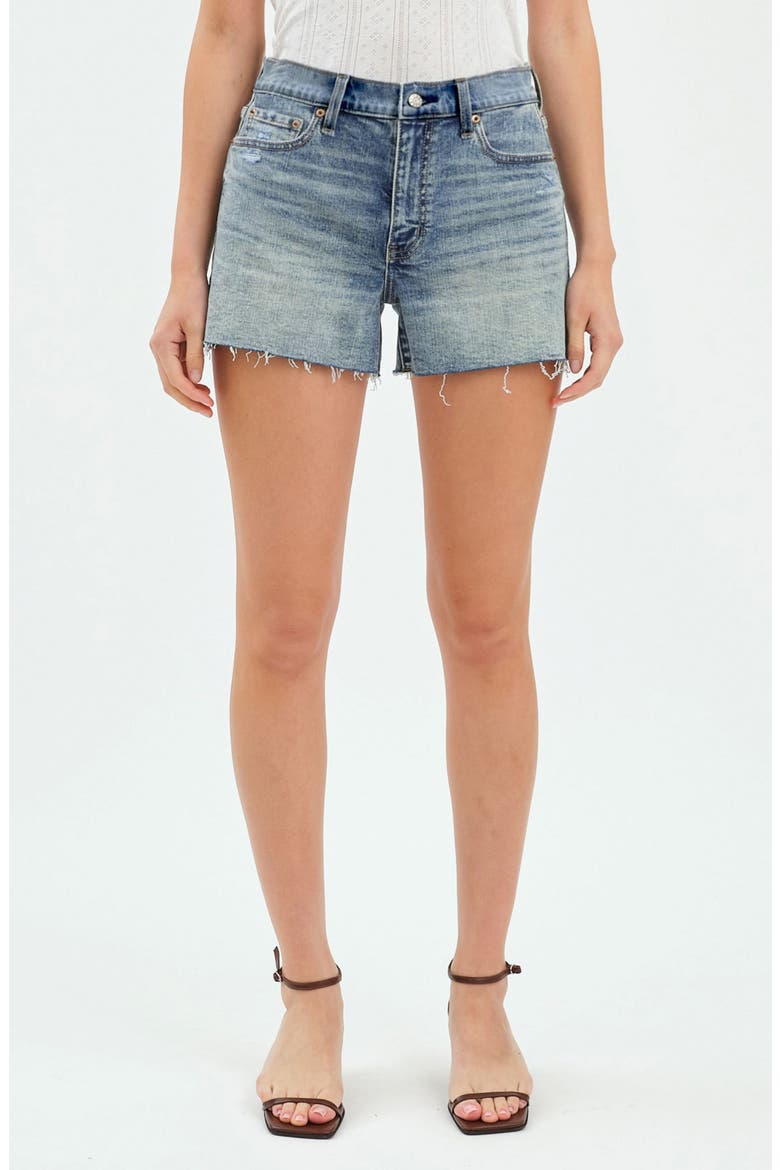 Sedona High Waist Cutoff Denim Shorts, Main, color, NEW FLAME
