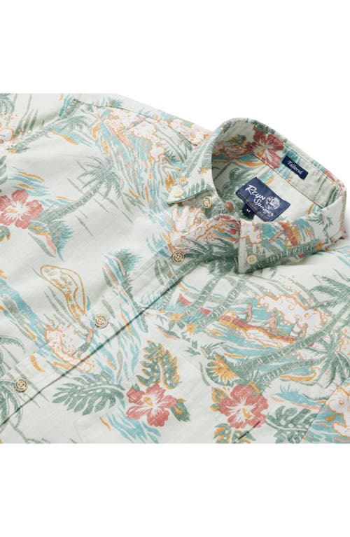 Reyn Spooner Kaimana Beach Short Sleeve Cotton Blend Button-down Shirt In Gray