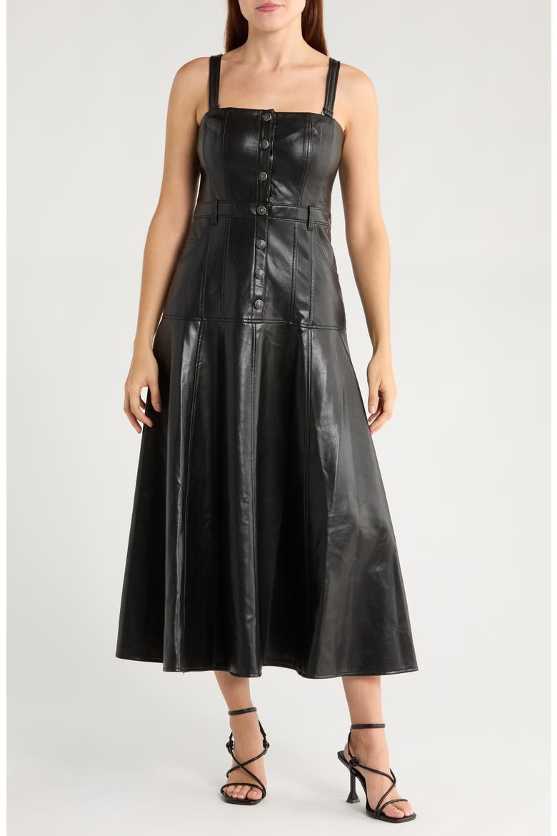 Cinq à Sept Veena Faux Leather Fit & Flare Midi Dress (Women)