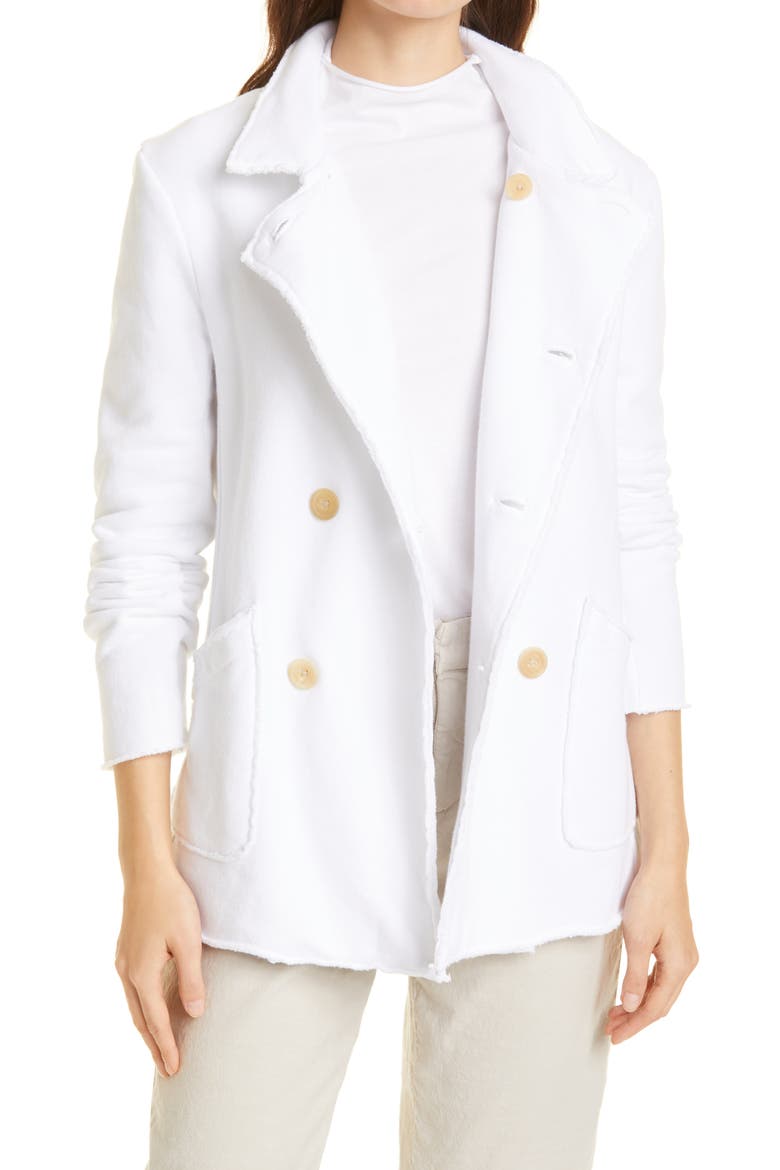 Raw Edge French Terry Peacoat, Main, color, WHITE