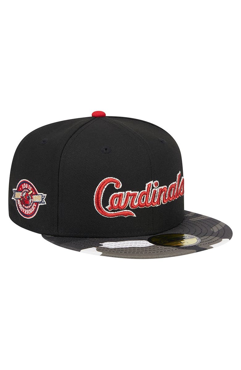 New Era Men's New Era Black St. Louis Cardinals Metallic Camo 59FIFTY Fitted Hat, Alternate, color, 
