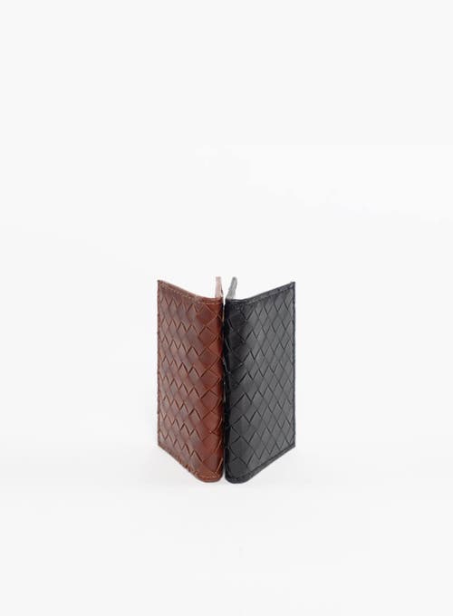 Deux Mains Woven Card Holder In Brown