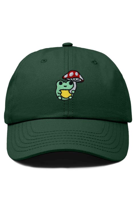 Mushroom Frog Embroidered Hat